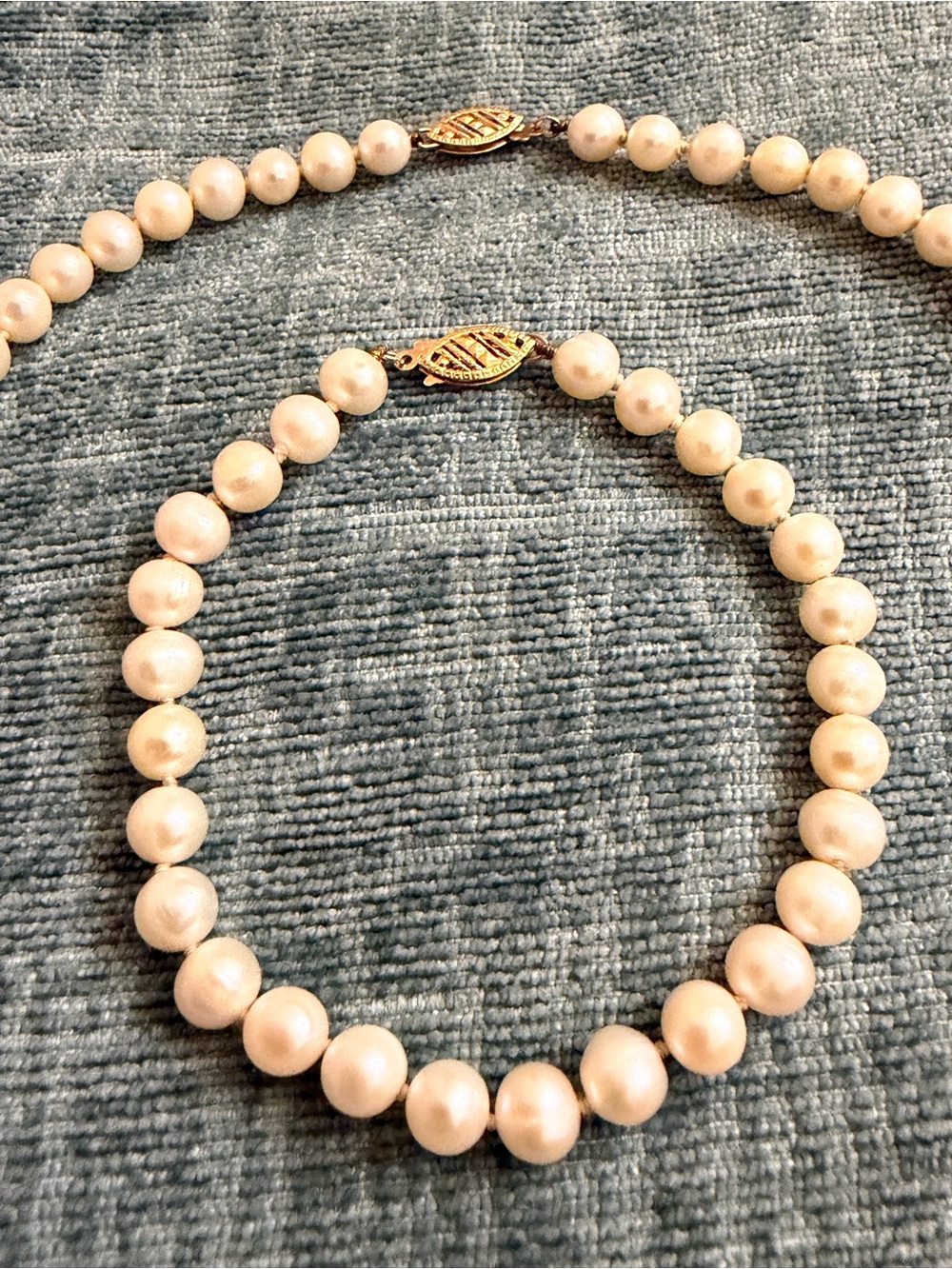 Vintage 14K Yellow Gold Akoya Cultured Pearl Necklace & Bracelet Set Signed WBO - Picture 3 of 15